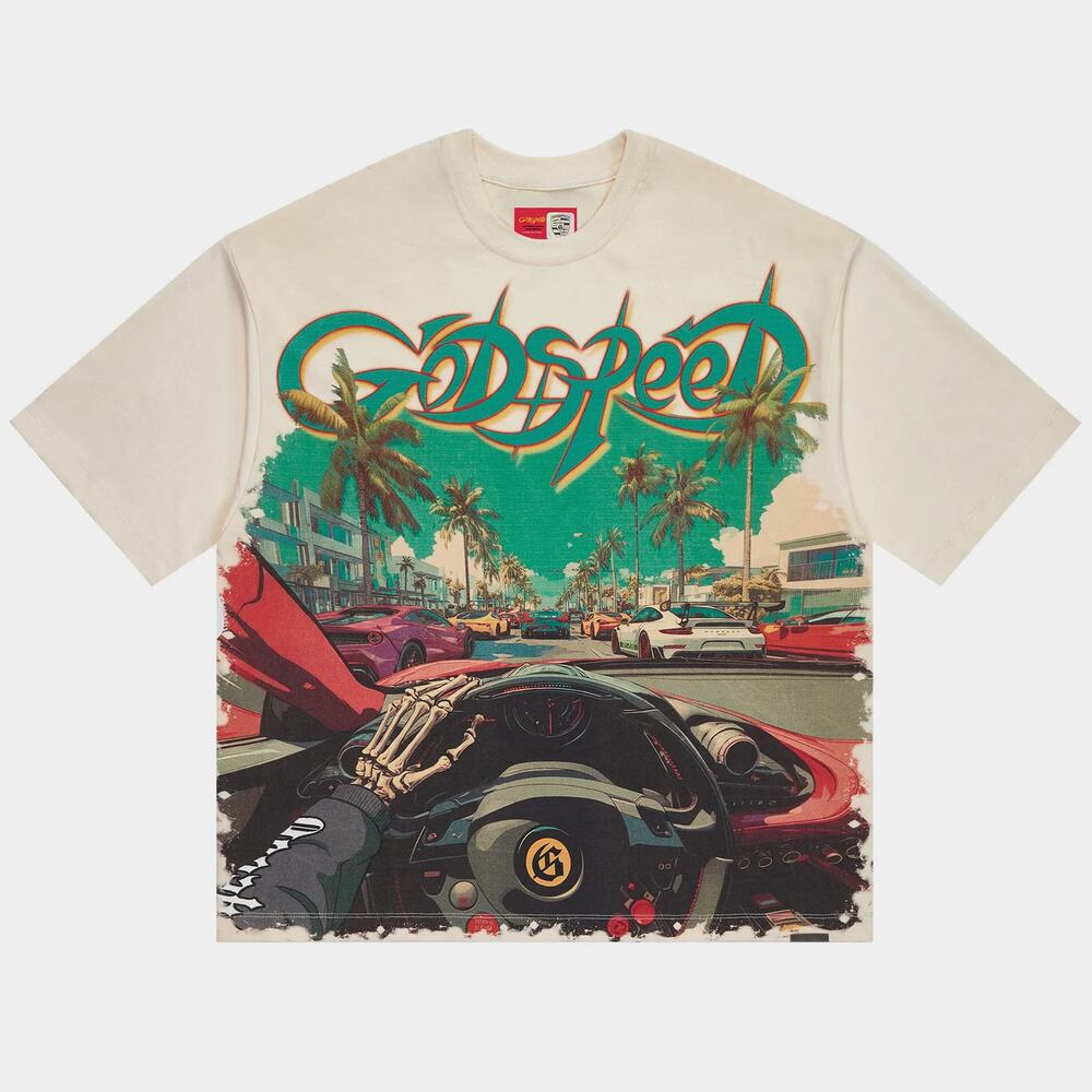 NEW Godspeed Power Steering T Shirt Men's Yellow Short Sleeve Crew Neck M